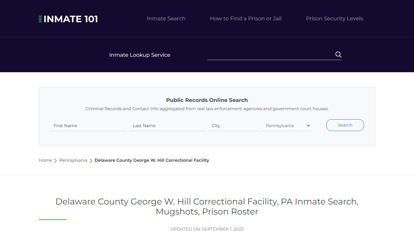 Delaware County George W. Hill Correctional Facility, PA Inmate Search ...